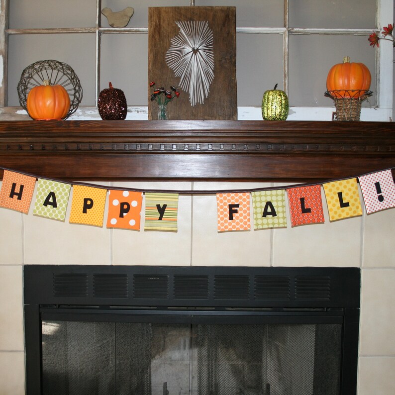 HAPPY FALL banner autumn banner reusable cloth fabric image 3