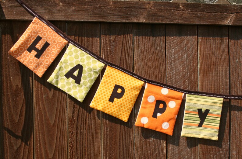 HAPPY FALL banner autumn banner reusable cloth fabric image 4