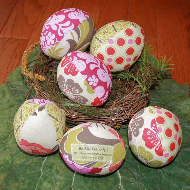 Fabric Easter Eggs, Handmade Easter Decoration, Girls Easter Basket Filler, Stuffed Eggs, Easter Gift, Pastel Florals, 6 total image 3
