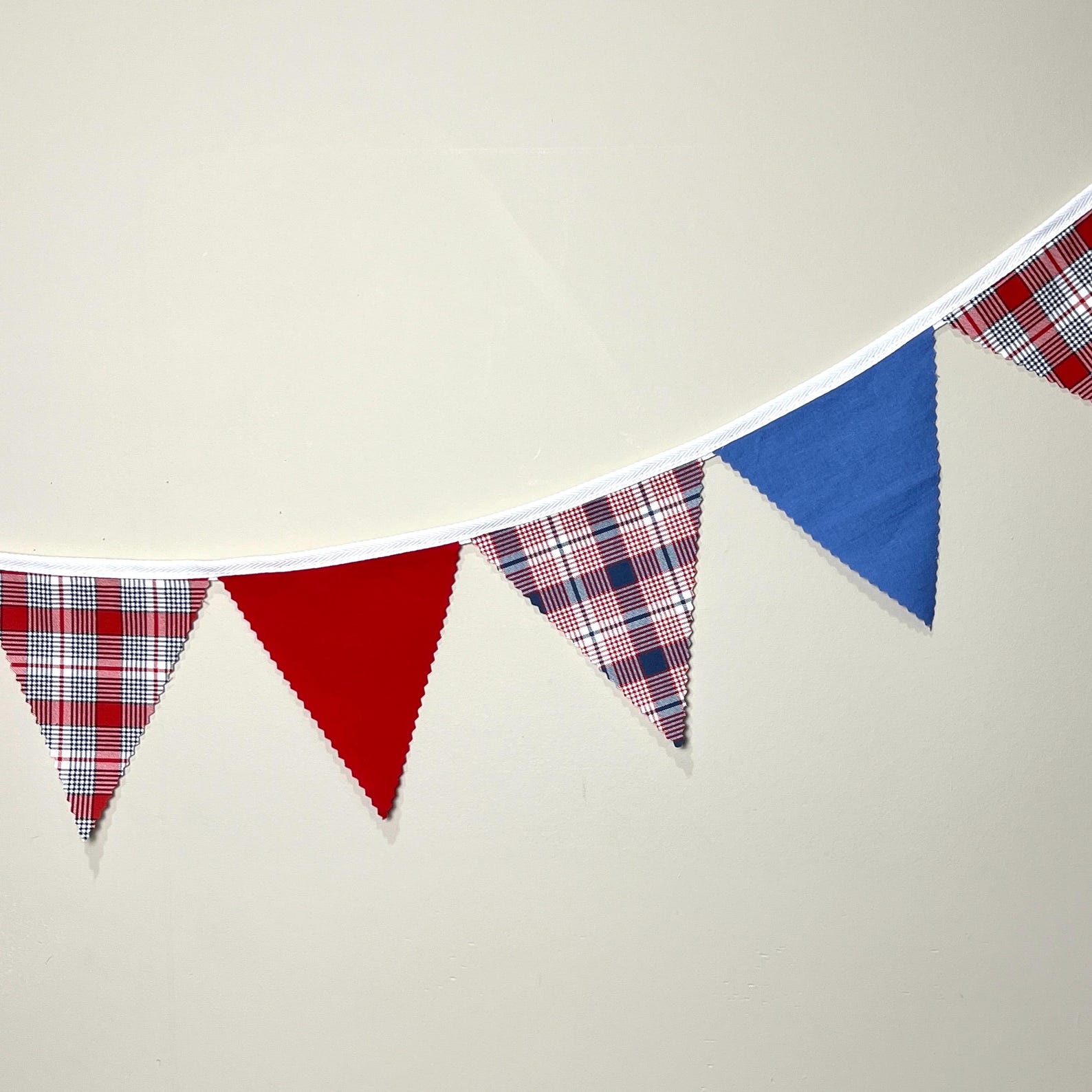 Red White Blue Plaid Bunting, Fabric Banner, 4th of July Decoration ...