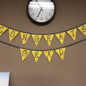Graduation pennant banner, Personalized sign, Congratulations bunting, Graduate Party Decor, High School, College, Custom School Colors