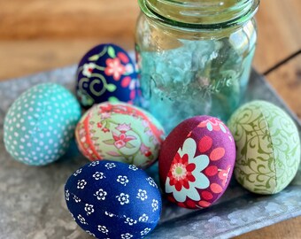 Stuffed Fabric Easter Eggs, Country Floral Eggs, Easter Decoration, Girls Easter Basket Filler, Sewn Cloth Eggs, Spring Easter Gift, 6 total