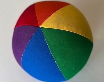 Primary Colors Rainbow Fabric Ball, Cloth Ball, Handmade Kids Toy, Stuffed Cloth Ball, Jingle Bell Ball, Indoor Toy, Toddler Birthday Gift