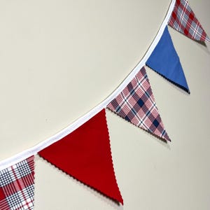 Red White Blue Plaid Bunting, Fabric Banner, 4th of July Decoration ...