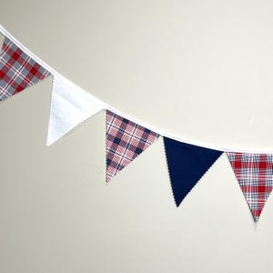 Red White Blue Plaid Bunting, Fabric Banner, 4th of July Decoration ...