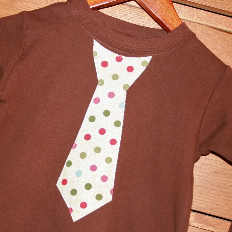 Boys Christmas Tie Shirt in Red Green Polka Dots  Long or image 2