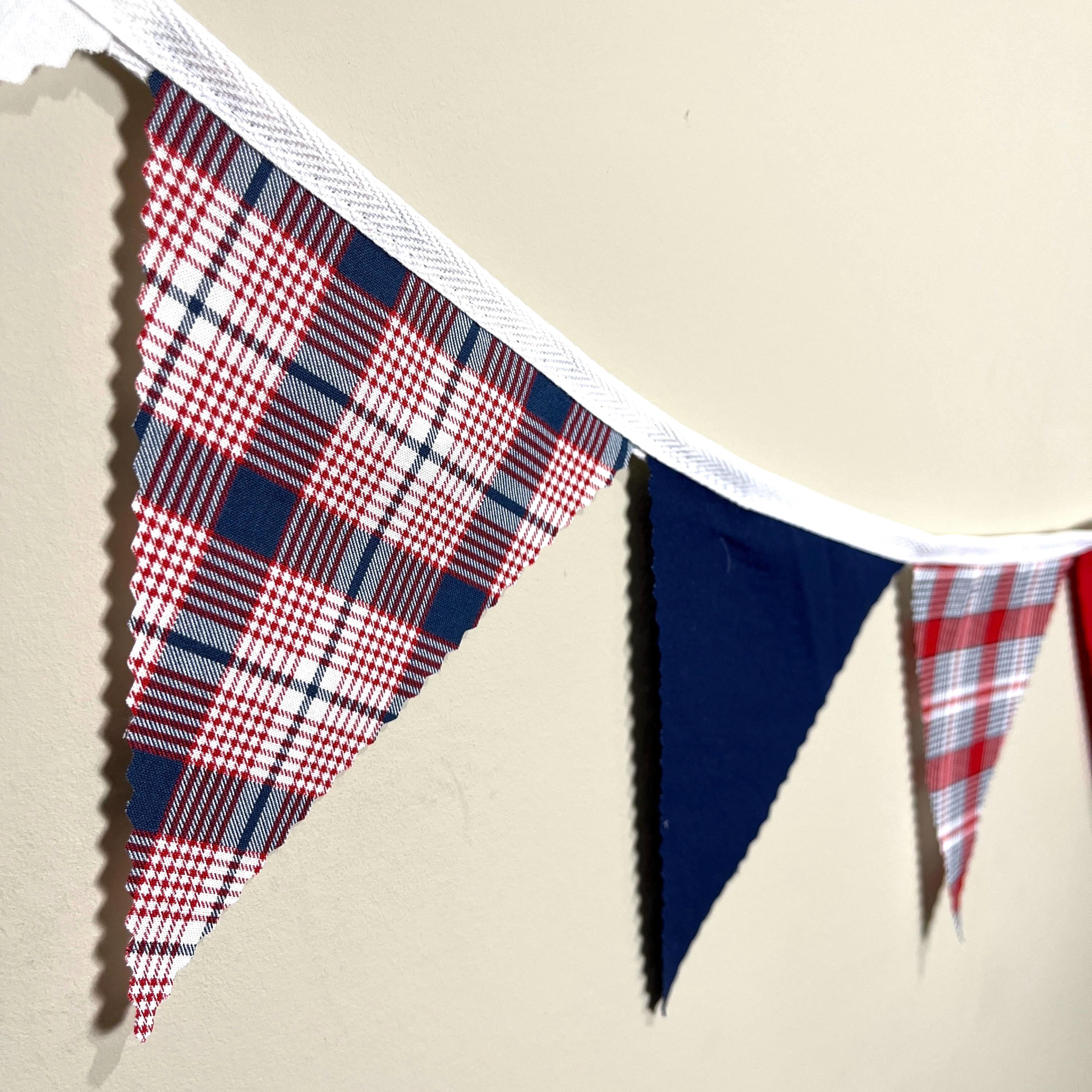 Red White Blue Plaid Bunting, Fabric Banner, 4th of July Decoration ...