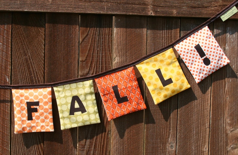 HAPPY FALL banner autumn banner reusable cloth fabric image 0