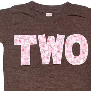 Pink Pigs Birthday Shirt, Girls Barnyard Tee, On the Farm Party, Two Year Old, Little Piggies Fabric, Handmade, Sewn, Custom size and number