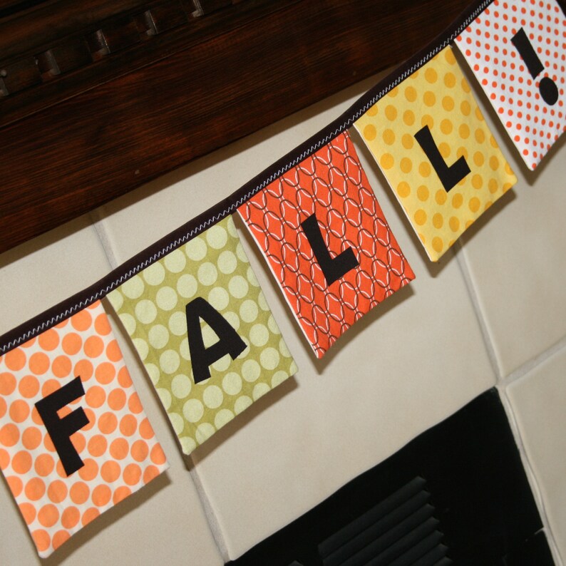 HAPPY FALL banner autumn banner reusable cloth fabric image 7