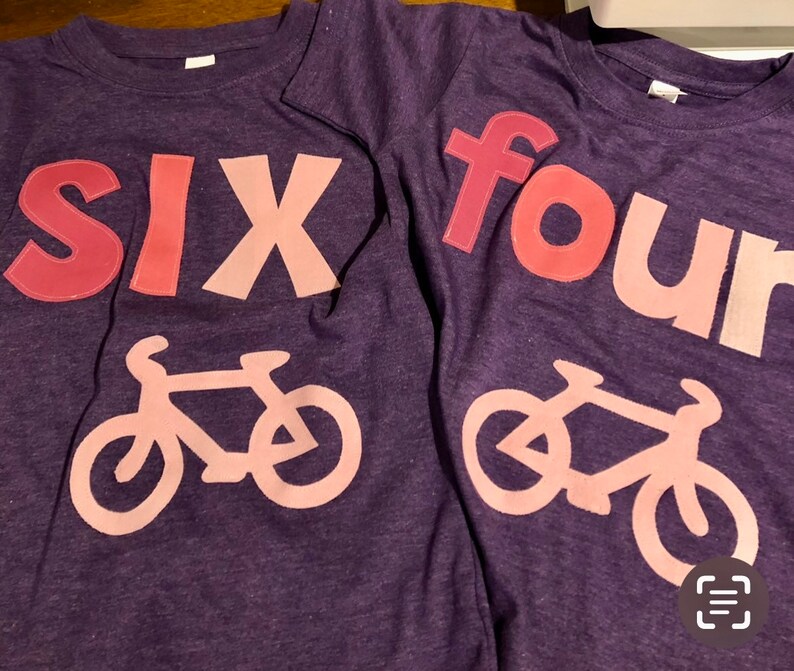 Bicycle Birthday Shirt, Girls FOUR shirt, 4th Birthday, Purple with Pink Ombré, Simple Birthday Shirt, You choose size and number image 6