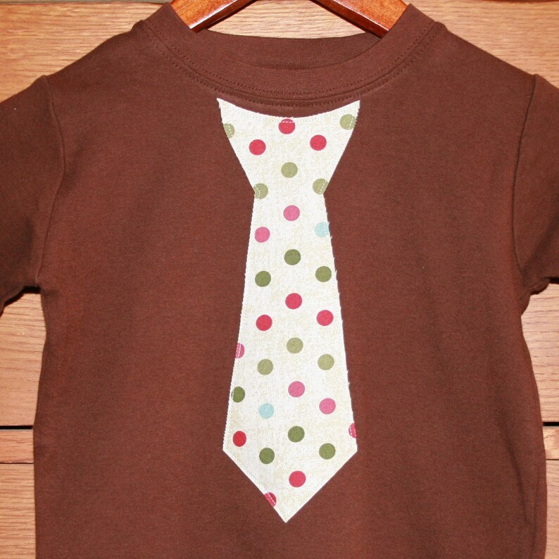 Boys Christmas Tie Shirt in Red Green Polka Dots  Long or image 3