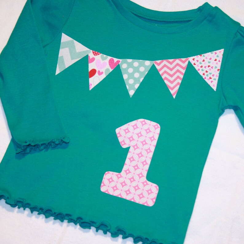 Girls First Birthday Shirt  Pennant Bunting Birthday Shirt image 4