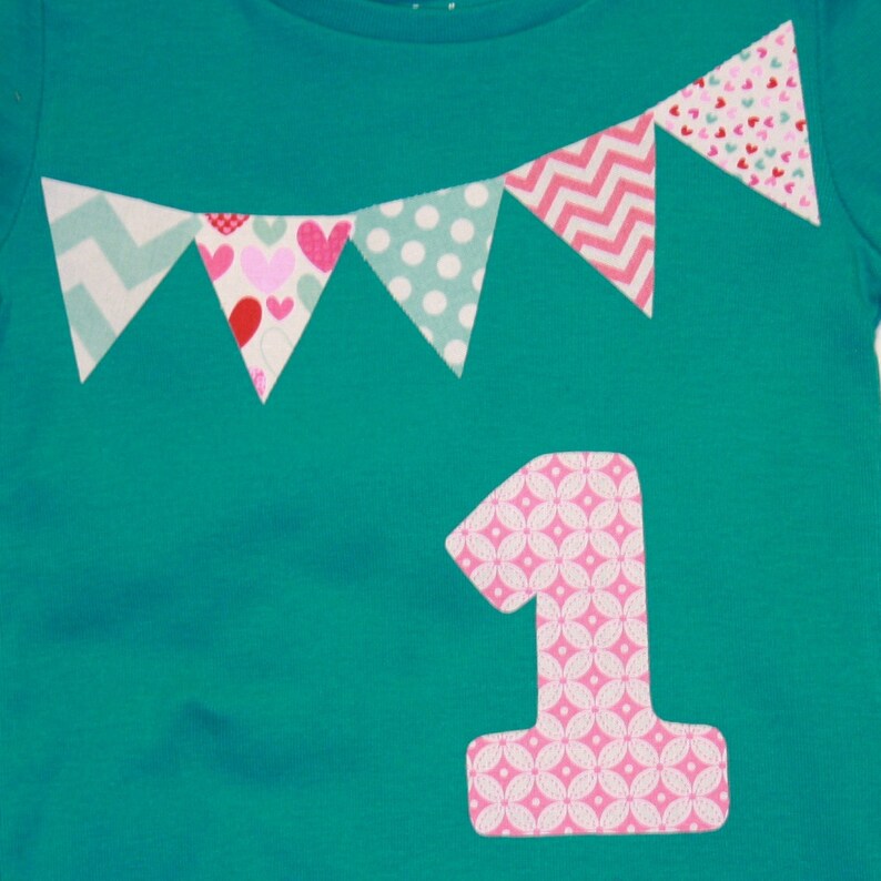 Girls First Birthday Shirt  Pennant Bunting Birthday Shirt image 3