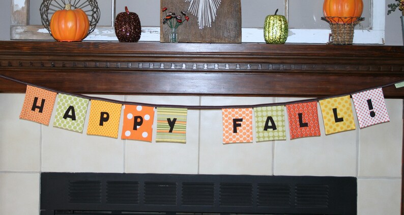 HAPPY FALL banner autumn banner reusable cloth fabric image 1