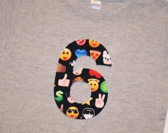 Emoji Birthday Shirt, Boys 6th Birthday Shirt, Girls Emoji Birthday Shirt, Number 6 Birthday Shirt - short sleeve, any size and number