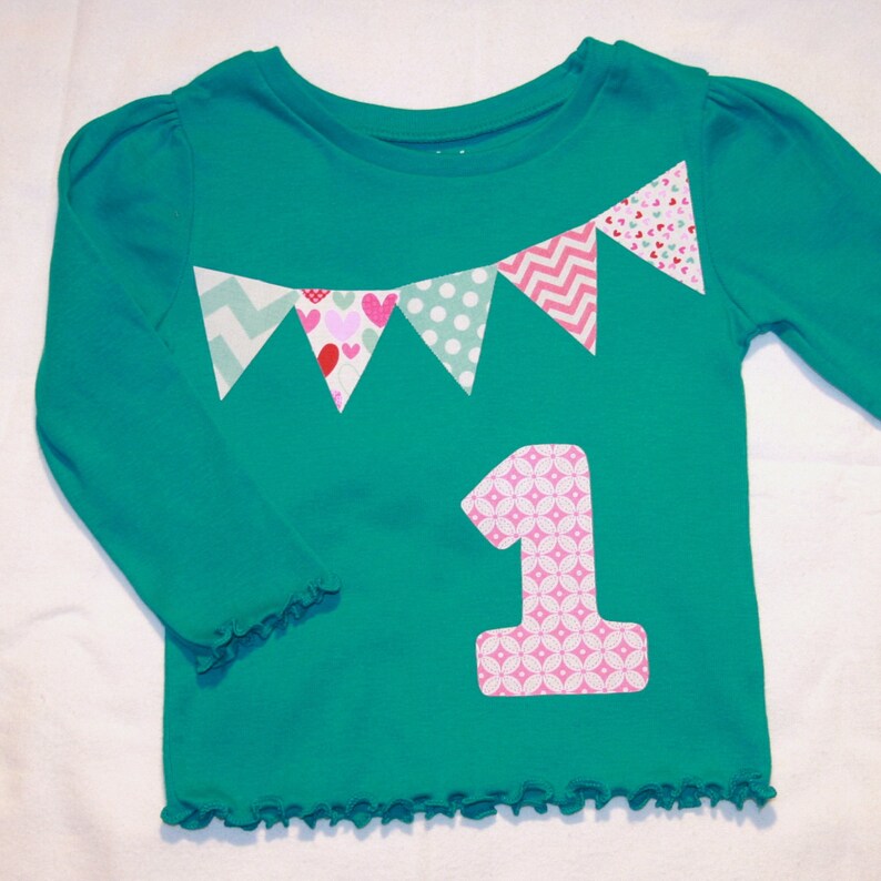 Girls First Birthday Shirt  Pennant Bunting Birthday Shirt image 2