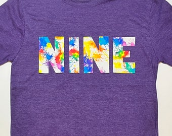 Paint Splatter Birthday Shirt, Girls NINE Birthday Shirt, Painting Party, Art Party, Watercolors - any size and number
