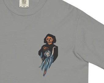 Spooky Season, front/back print, Unisex tshirt, skeleton and ghost tshirt, halloween lover gift, vintage Halloween tshirt