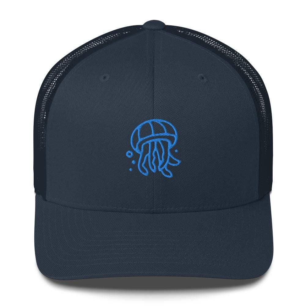 Jelly Fish Trucker Cap, Navy/light Blue, Jelly Fish Hat, Ocean