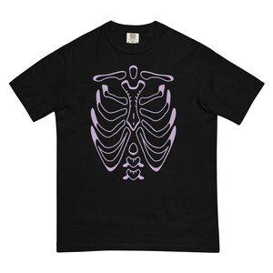 Skeleton Black/Purple Unisex garment-dyed heavyweight t-shirt - Halloween Skeleton Tshirt - Gifts for Halloween