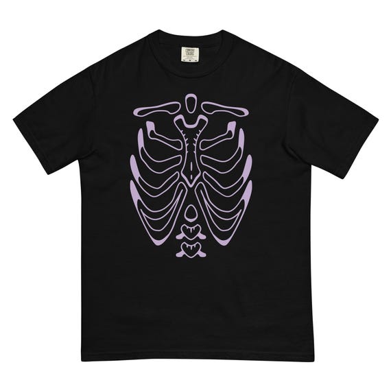 Skeleton Black/purple Unisex Garment-dyed Heavyweight T