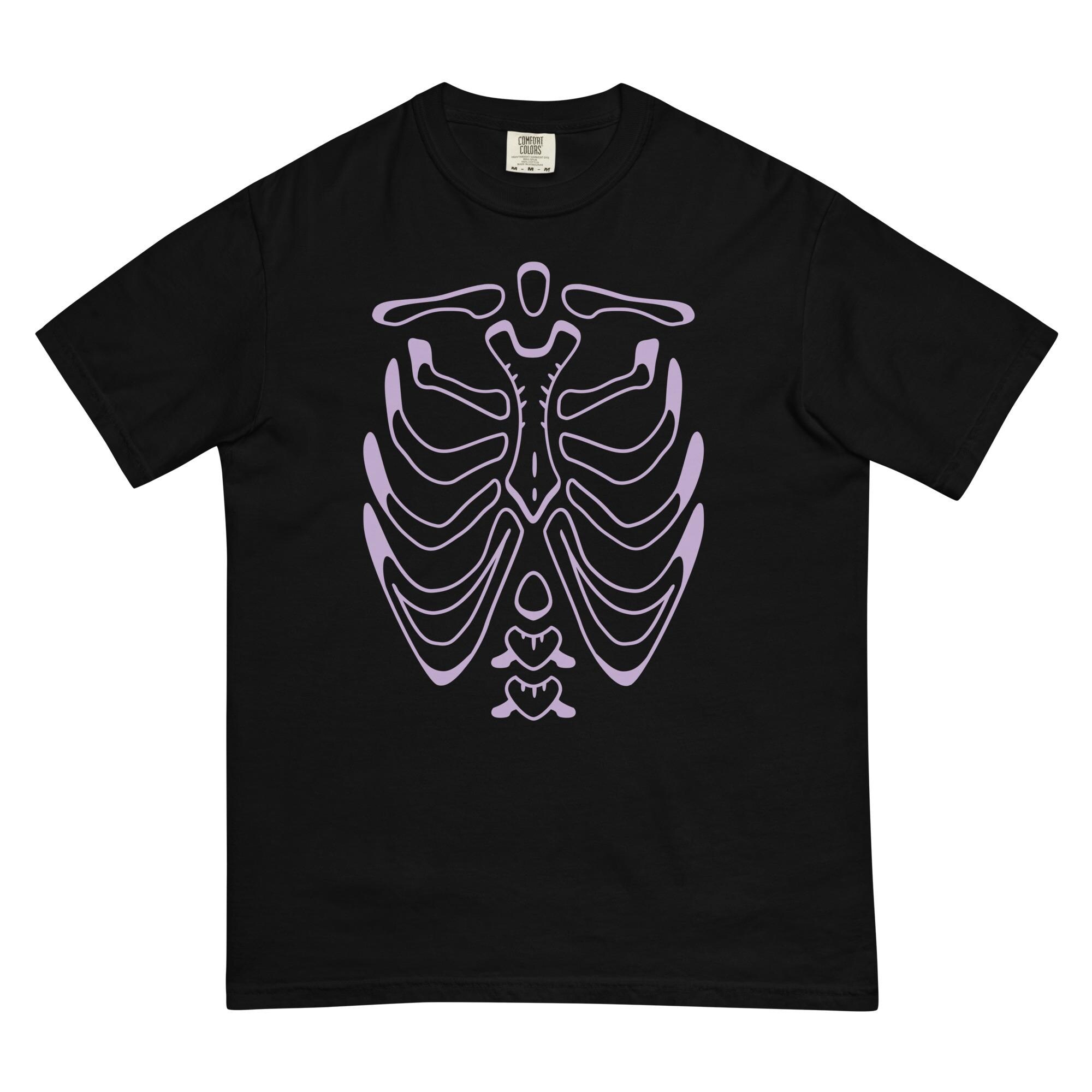 Skeleton Black/purple Unisex Garment-dyed Heavyweight T