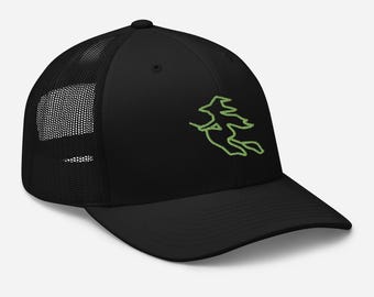 Green Flying Witch Trucker Hat, Spooky Season hat, Halloween hat, Halloween gift