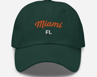 Miami, FL Hat, Destination Hat, City Hat, Dad hat aesthetic, Trendy hat, minimalist hat, Travel Cap, Miami Hat, Souvenir Hat