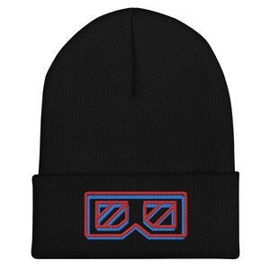 3D Brillen Beanie, Nostalgie Mütze, Nostalgische Geschenke, bestickte unisex Mütze