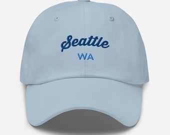 Seattle, WA Hat, Destination Hat, City Hat, Dad hat aesthetic, Trendy hat, minimalist hat, Travel Cap, Seattle Hat, Souvenir Hat