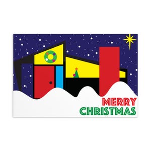 MCM Minimal Merry Christmas Postcard, Mid Century Modern Holiday, design ispirato a MCM, regalo di Natale MCM, cancelleria Mid century modern