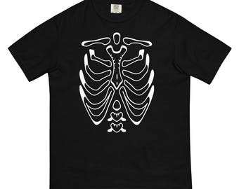 Skeleton Black/White Unisex garment-dyed heavyweight t-shirt - Halloween Skeleton Tshirt - Gifts for Halloween- Halloween Costume