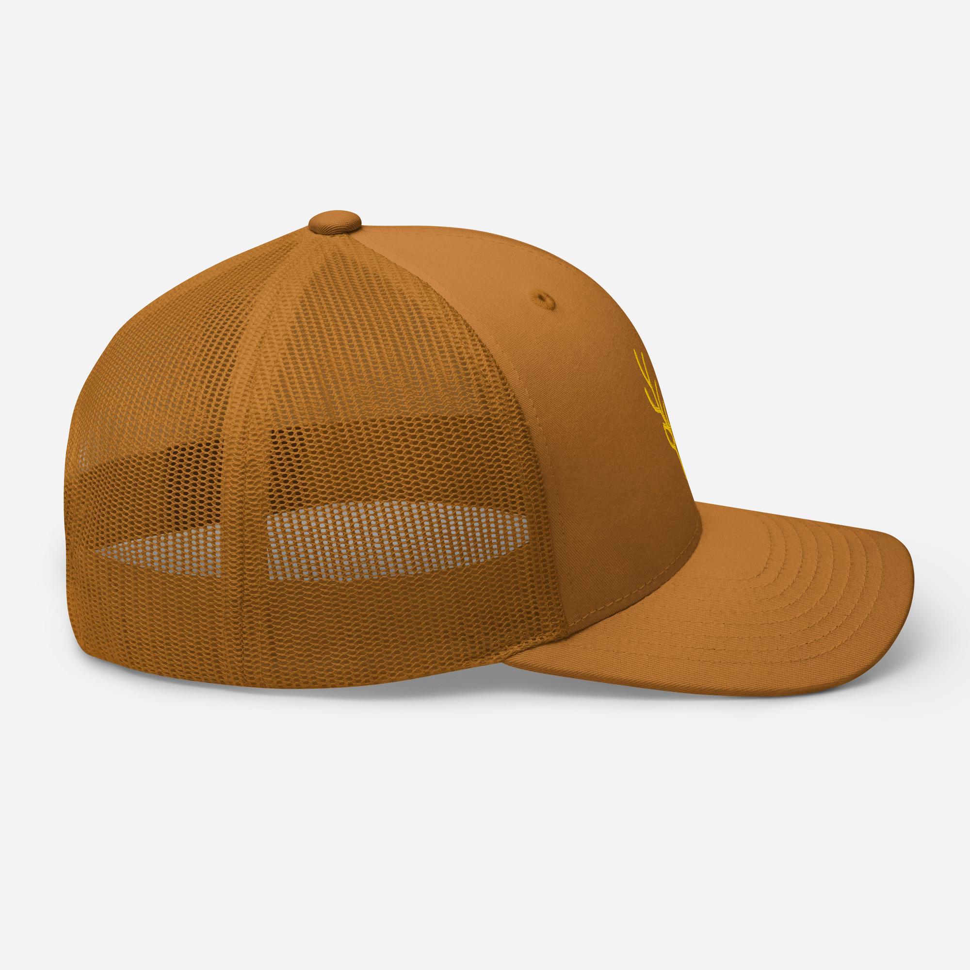 Geometric Minimal Deer Trucker Hat, Tan/yellow, Winter Hat  display picture 1