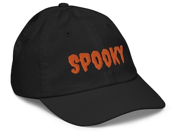 Spooky Embroidered Kids Hat, Spooky Halloween Dad hat, embroidered halloween baseball hat, halloween spooky hat, halloween gifts idea