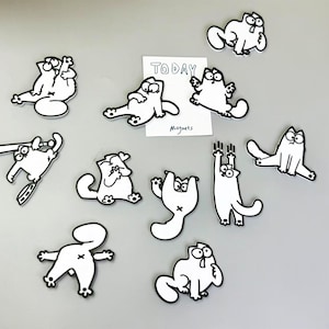 10 Styles Funny Cats Magnet Set for Kitchen, Cute White Cats Fridge Magnets Home Decor Gift, Adorable Cat Fridge Magnets Decor for Cat Owner