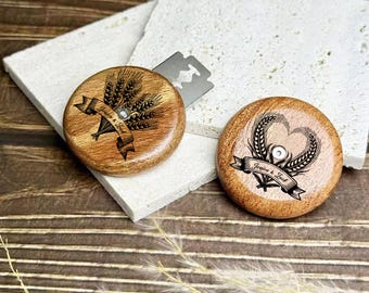 Ensemble de boiterie de pain OVNI en bois personnalisé, Lame de pain rond unique avec 5 lames, outil de mesure du levain gravé, cadeaux pour elle, cadeaux de Noël