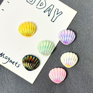 6PCS Laser Shell Refrigerator Magnet Kitchen Decor, Mini Seashell Fridge Magnets Home Decor Gift, Cute Tiny Shell Fridge Magnets Decor Gifts