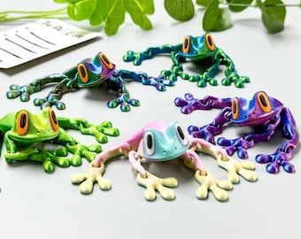3D Printed Frog Fridge Magnets, 5 Styles Frog Fridge Magnet Decor Gifts, Unique Articulated Frog Magnets for Desk/Fridge Decor, Fridge Buddy