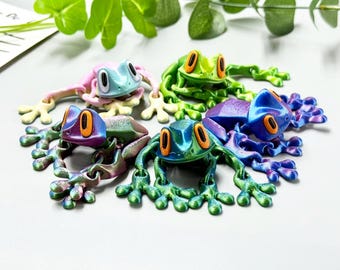 Frog Fridge Magnet Decor, 3D Printed Frog Fridge Magnets Home Decor Gifts, Unique Articulated Frog Magnet for Desk/Fridge Decor, Home Decor