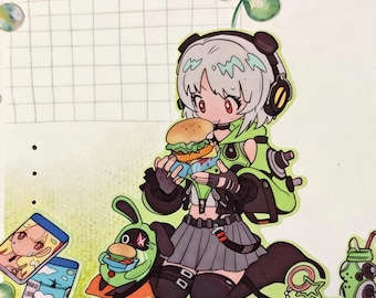 Paquete de cuadernos envueltos en plástico Zenless Zone Zero, paquete de pegatinas de anime chibi / calcomanías de personajes de dibujos animados vintage kawaii para computadora portátil