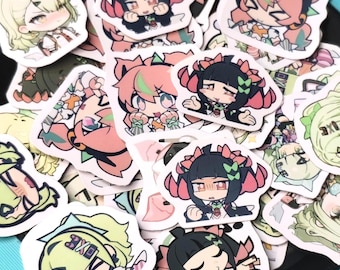 Zenless Zone Zero Angels of Delusion Bundle, paquete de pegatinas de anime chibi / calcomanías de personajes de dibujos animados vintage kawaii para laptop, Sunna, Aria