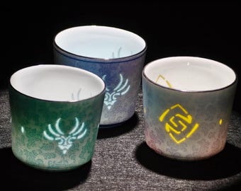 Genshin Impact Inspired Elemental Porcelain Cup | Anemo & Geo Platinum-Rim Editions