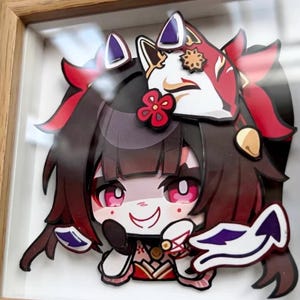 Honkai: scultura di carta a strati con emoji chibi Star Rail/decorazione domenica, Hanabi, Rappa, Jingliu, Robin, Acheron, Firefly, Kafka