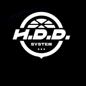 May include: White logo on a black background. The logo features the text "H.D.D. SYSTEM" in a bold, sans-serif font within a circular design. The design includes a stylized gear-like element and three dots below the word "SYSTEM".