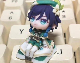 Genshin Impact Venti Chibi-Figure Keycap, Desk Decor | Universal Keycap Fit