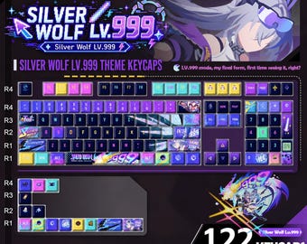 Honkai Star Rail Keycap Set - Silver Wolf Lv.999 | 122 Keys Custom Set | Cherry Profile | Top Printed