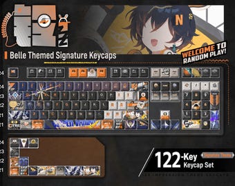 Zenless Zone Zero Keycap Set - Belle 122 Keys Custom Set | Cherry Profile | Top Printed