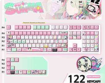 Juego de teclas Zenless Zone Zero - SUNNA Juego personalizado de 122 teclas / Perfil Cherry / Impresión superior