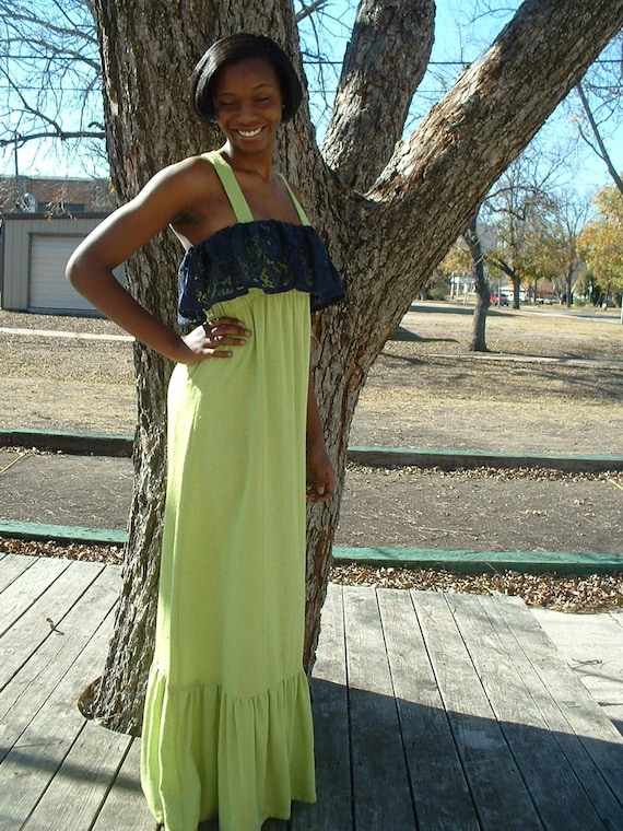 Navy boho top maxi dress